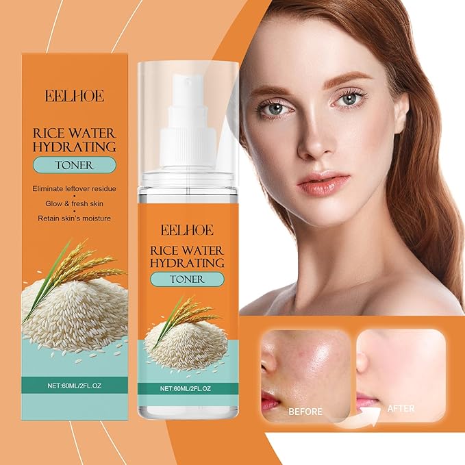 Rice Water & Niacinamide Facial Toner, Hydrating Face Mist with Aloe Vera, Improves Skin Tone & Reduces Signs of Aging, Lightweight Moisturizer for a Youthful Glow, 60ml/2FL.OZ