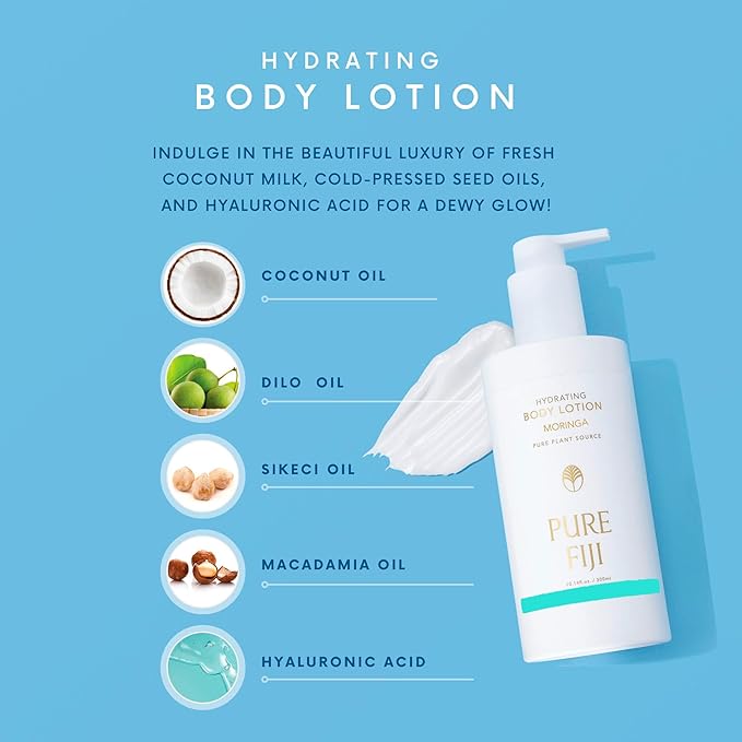 PURE FIJI Hydrating Body Lotion, Moringa (10.14 Fl.Oz /300ml)