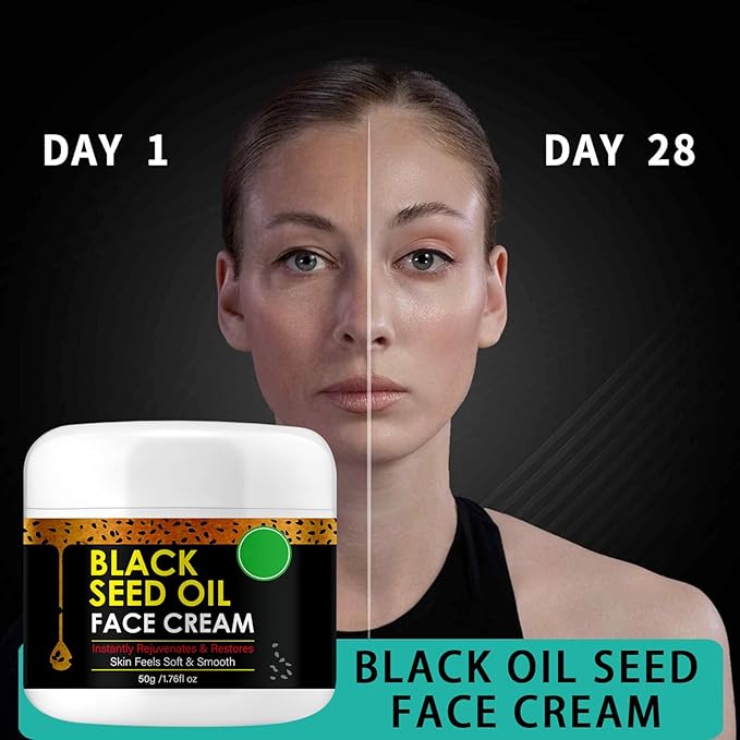 Organic Cold Pressed Black Seed Oil Face Moisturizer Cream - Deeply Nourishing Unisex Facial Cream for Tightening and Lifting Anti-Aging Reduces Fine Line GMO-Free Cruelty-Free,1.76 Fl Oz