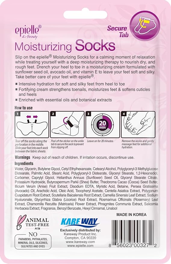 Epielle Moisturizing Foot Mask 6 Pairs, Soften with Sunflower Seed Oil & Vitamin E, Deep Moisturizing Socks for Dry, Cracked Feet, Self Care Gifts for Women, Spa Kit, Easter Basket Stuffers