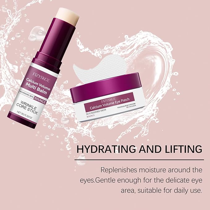 Eye Care Duo Set, Calcium Multi Balm Stick & Hydrogel Under Eye Patches 60ea (30 Pairs),Hydrating, Firming Skin, for Eye Treatment Skin Care Set (Balm Stick + Eye Patches)