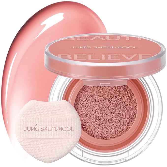 JUNG SAEM MOOL Artist Cushion Blush | Easy to Blend with Puff, Buildable Liquid Blush for Cheeks with a Natural & Dewy Finish, Korean Makeup (Dewy | Coral Halo)