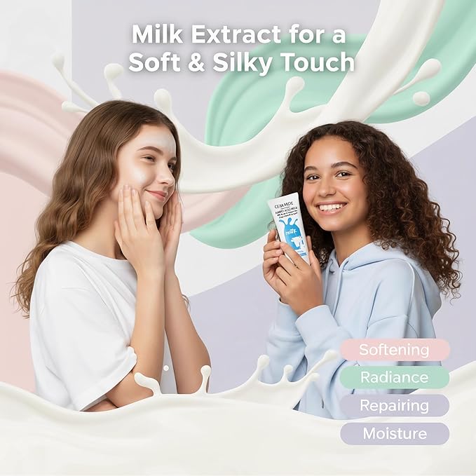 Milk Skin Care Set for Teen Girls, Skincare Gift Kit with Cleanser,Toner,Eye Cream,Serum, Lotion & Face Cream for Hydrating, Brightening, Soothing, All Skin Types