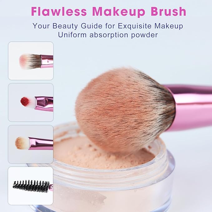 6-Piece Makeup Brush Set with 2 Beauty Sponges & Bling Crystal Handle - Daily Essential Cosmetic Brushes Kit for Professional Foundation, Concealer, Eyeshadow, Powder Blush(Purple)