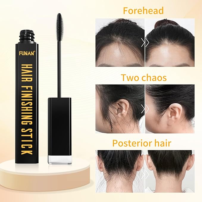 FUNAN Hair Finishing Stick, Flyaway Feel Stick Hair, Small Broken Hairs Finishing Cream, Non-Greasy and Non-Sticky Black（Pack of 4）