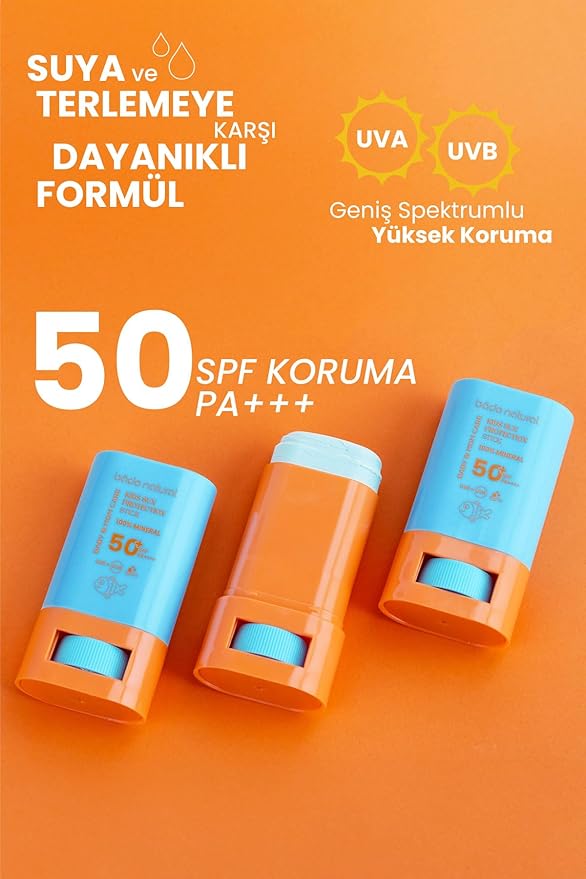 Bade Natural Kids Mineral Sunscreen Stick SPF 50+ – 100% Natural Zinc Oxide Sun Protection for Babies & Children, Broad Spectrum UVA/UVB Defense, Water Resistant & Gentle Formula, 0.56 oz