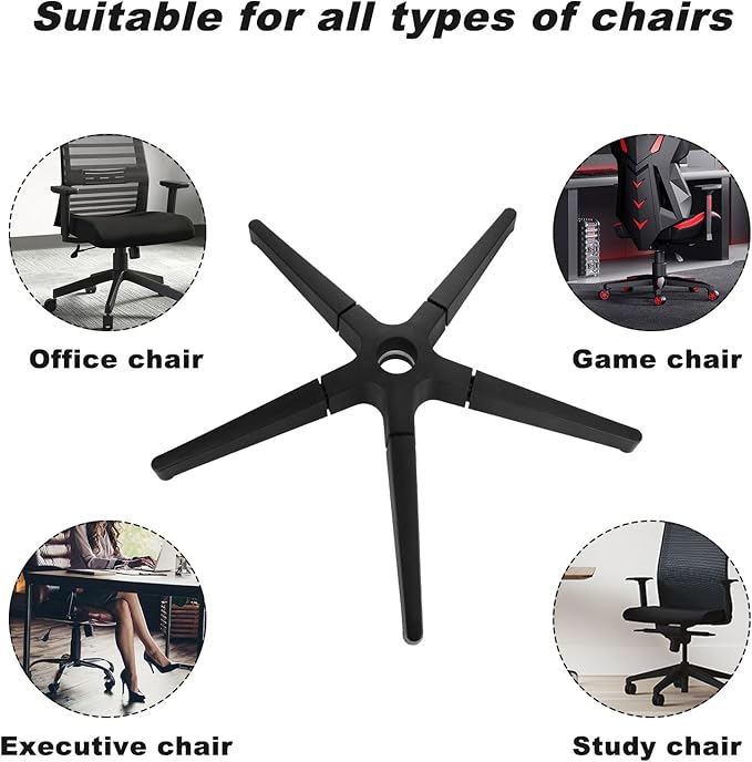 Office Chair Base Replacement Parts Heavy Duty, Bear Capacity 2200 lbs, 28 Inch Desk Chair Base Replacement Metal, Universal Caster and Gas Cylinder Size