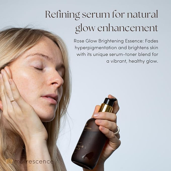 Matrescence Rose Glow Brightening Essence Face Serum & Toner (4oz/118ml) | Spa-Quality Facial Treatment | Pregnancy-Safe Skincare Made for Mom | Daily for Hormonal Skin