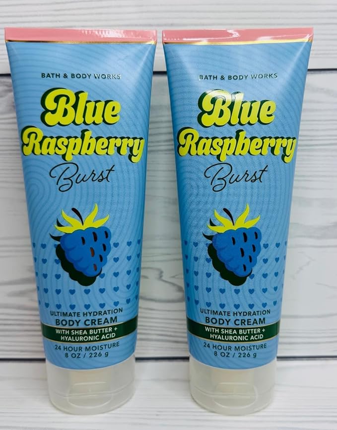 Bath & Body Works Blue Raspberry Burst Ultimate Hydration Body Cream 8 Ounces Pack of 2
