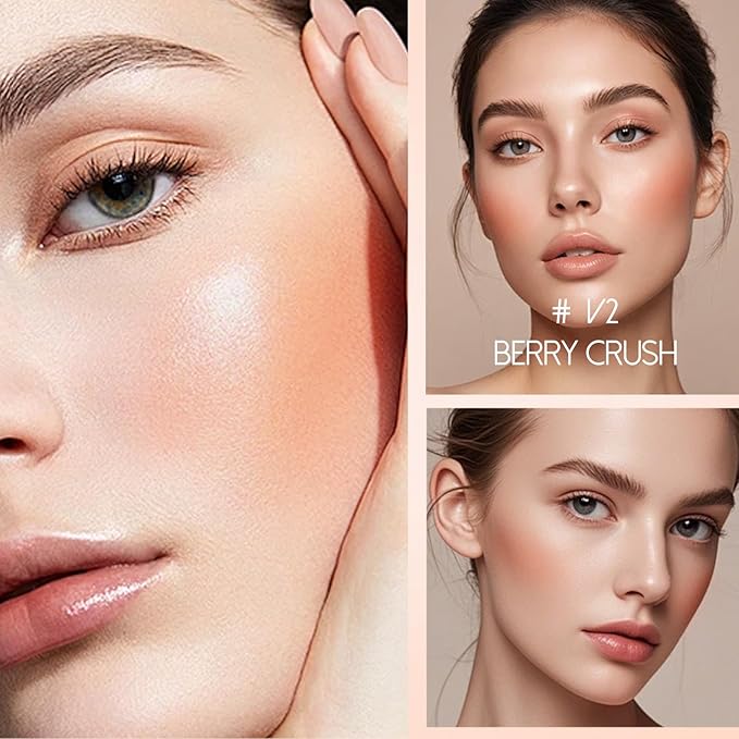 Multi Texture Heart Blush Cream, Liquid, Powder & Jelly Blushes for Cheeks,Beauty-Matte & Natural Finish Cheek Tint & Blush Palette (V2 Berry Crush)