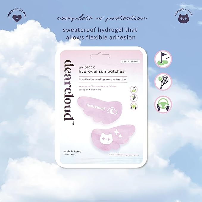 dearcloud UV Block Hydrogel Sun Patches – Korean Skincare Sunscreen for Face & Under Eyes (1 Pair / 2 Patches)
