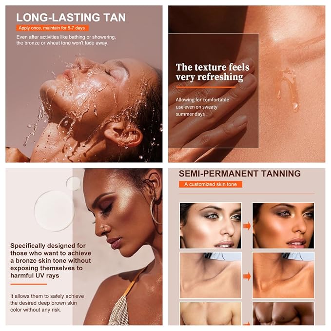 3-in-1 Tanning Oil,Summer Beach Tanning Aid Dark Brown Bronze Body Tanning Oil.Lotion Black Bronzer Oil for Body SPF 25+, Skin-Firming Tanning Lotion for Face Body, Hydrating After Sun Lotion (1(pcs))
