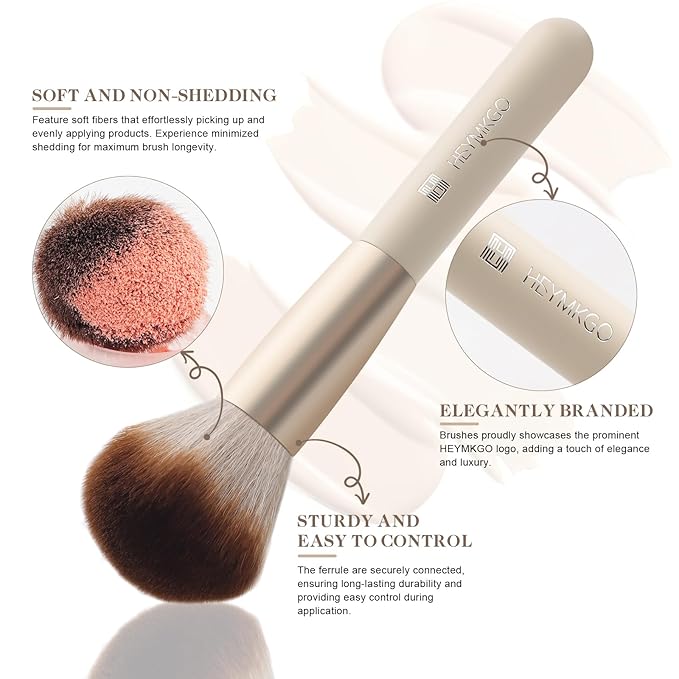 HEYMKGO Makeup Brushes,18Pcs Makeup Brushes Set Professional Premium Synthetic Foundation Powder Blush Blending Face Brush Kit, Eyeshadow Set Brush Set Kit with Case(Apricot)