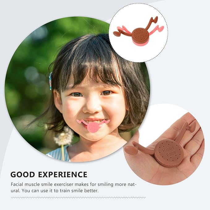 Veemoon 2pcs Face Smile Exerciser Set, Portable Daily Smile Trainer for Men and Women, Brown and Pink Soft Facial Muscle Toner for Lip and Cheek Sculpting