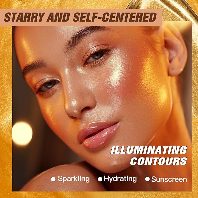 Body Glow Oil, SPF 35 Sunscreen Shimmer Body Oil, Waterproof Non Sticky Moisturizing Coconut, Lightweight Glowing Lotion, Gives Skin a Glowy Finish 2.03 fl oz, ROSE
