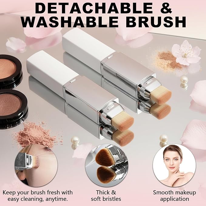 2pcs Blanc Cover Stick, Blanc Cover Cream Stick V White, Dual-Ended Full Coverage Color-Changing Korean Foundation V Sticks with Brush, Makeup Base for Flawless Look (Ivory White & Natural Color)