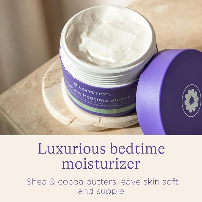 Lansinoh Magnesium Bedtime Butter Body Lotion for Pregnant Moms, Calm Magnesium Lotion for Aching Muscles, Lotion for Women & Soothing Massage, Promote Relaxation, Help Ease Cramps, 7 oz.