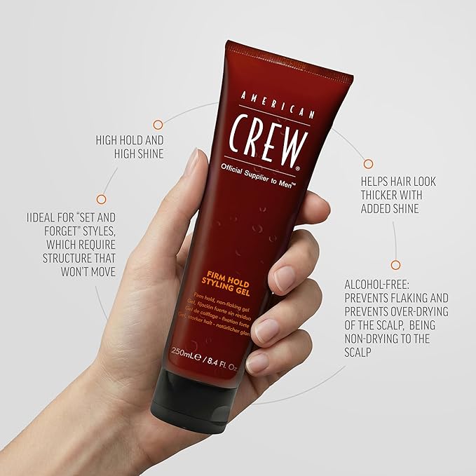 American Crew Men's Hair Gel, Firm Hold, Non-Flaking Styling Product, 13.1 fl oz