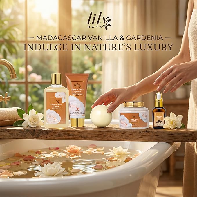 Mothers Day Gifts for Women - 17Pcs Vanilla Bath and Body Gift Basket Set for Women Spa Gift Baskets Spa Kit | Gifts for Christmas, Valentines Day, Birthday Gift, Self Skin Care Gift Sets for Her