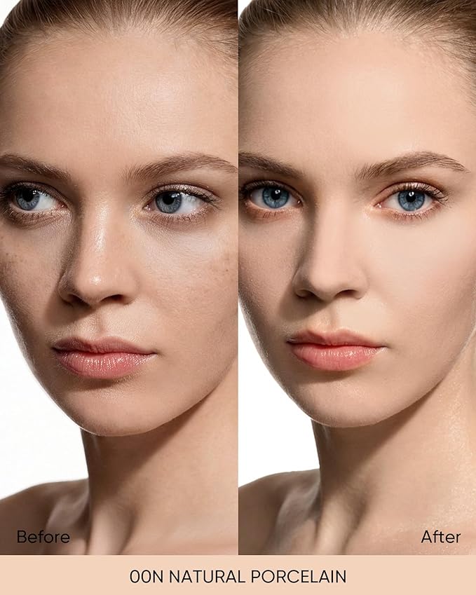 Velvet Matte Cushion Foundation Blue #00N Natural Porcelain| Full Coverage,12H Oil Control,Ideal for Oily & Combination Skin,Waterproof,Long-Lasting, Lightweight, Hydrating,Transfer-Proof