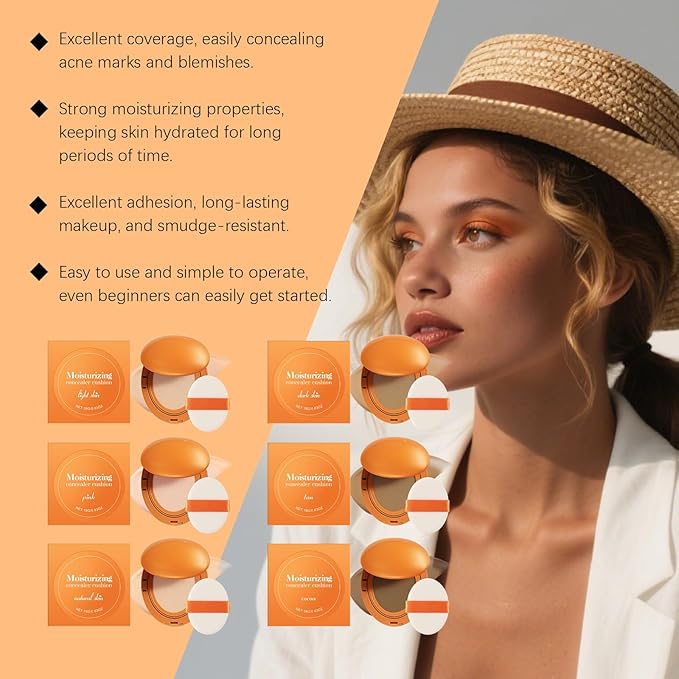 Air Cushion BB Cream Foundation 3 Shades Tinted Moisturizing Waterproof Long-lasting Nude Natural Concealer, Oil Control BB Cream Makeup (Cocoa)