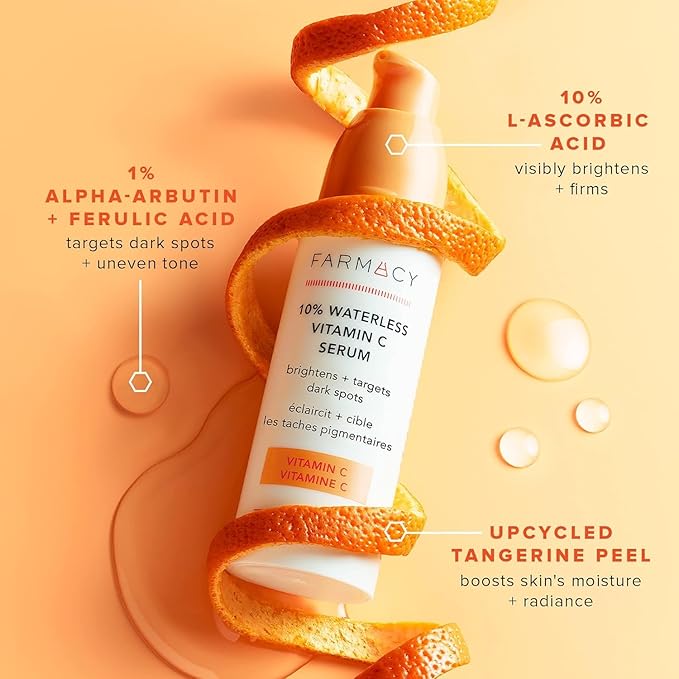 Farmacy Brighten + Smooth Radiance Set - 10% Vitamin C Face Serum (5ml), 3% TXA Brightening Toner (50ml), Wake Up Honey Vitamin C Eye Cream (15ml)