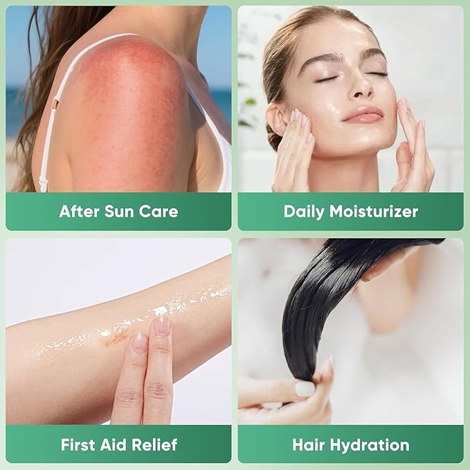 98% Organic Aloe Vera Gel, Natural Moisturizing Pure Aloe for Face and Arms, Soothing & Hydrating Aloe Gel for Sunburn Relief and Deep Skin Nourishment, 4.23 oz