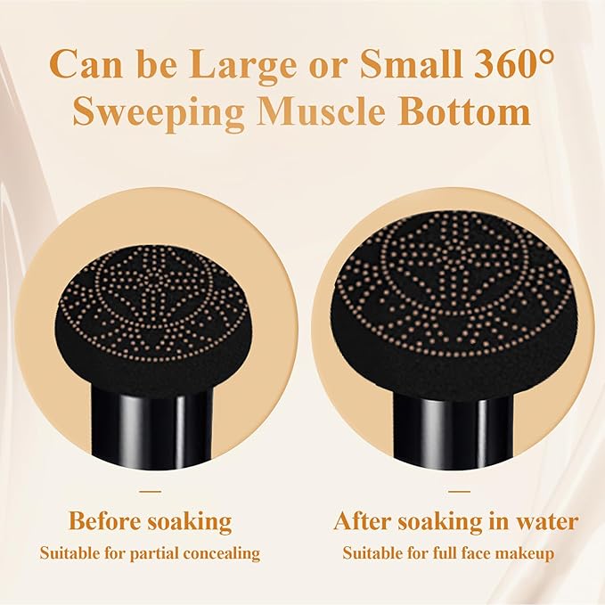 Air Cushion CC Cream - Long-Lasting Brightening Mushroom Head BB Cream Foundation for Face Makeup, Moisturizing Full Coverage Self Adjusting Concealer for Even Skin Tone (Natural, 1 PCS)