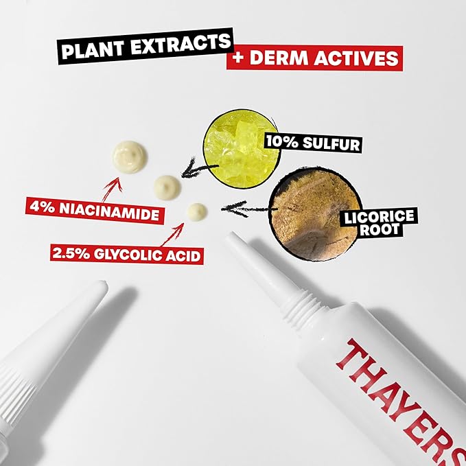 Control the Zit-uation: Thayers Blemish Clearing 2% Salicylic Acid Toner + Rapid 10% Sulfur Acne Treatment, Soothing and Non-Stripping Skin Care