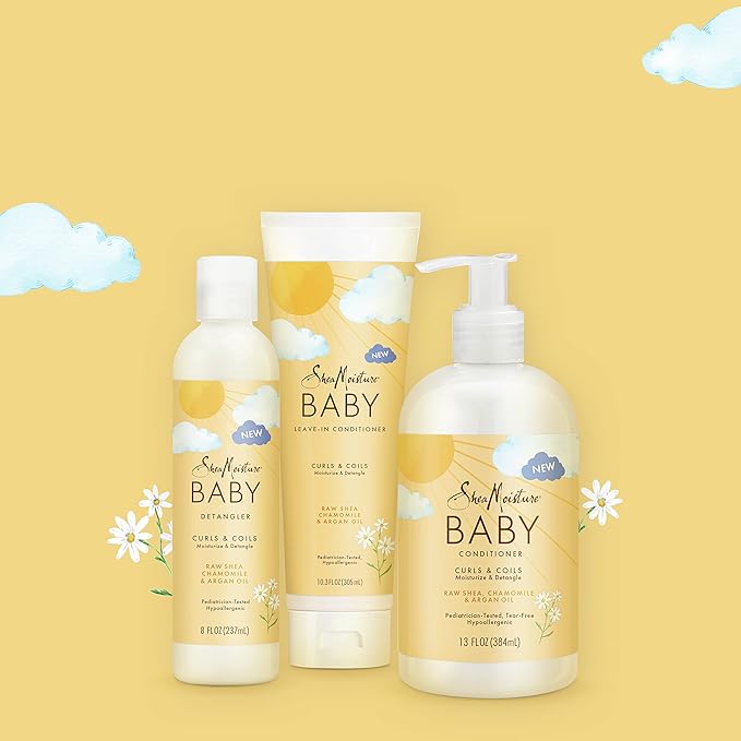 SheaMoisture Baby Conditioner for Curly Hair Raw Shea,Chamomile and Argan Oil Moisturizes and Helps Detangle Delicate Curls-and Coils 13 oz,(Pack of 2)