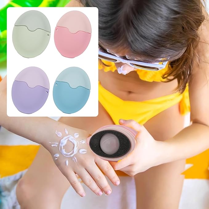 Sunscreen Applicator For Kids, Roll on Sponge Applicator for Sunscreen -Sunblock Buddy Brush Set with Protective Caps, Sun Lotion Applicator Sun Cream Brush for Adults & Families Travel, Pink