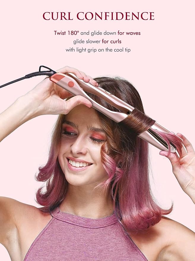 LANDOT Flat Iron Hair Straightener and Curler 2 in 1 – Straighten Curl Wave, Ceramic, Dual Voltage, Fast Heat Up, 12 Adjustable Temps(250-450℉) for All Hair Types