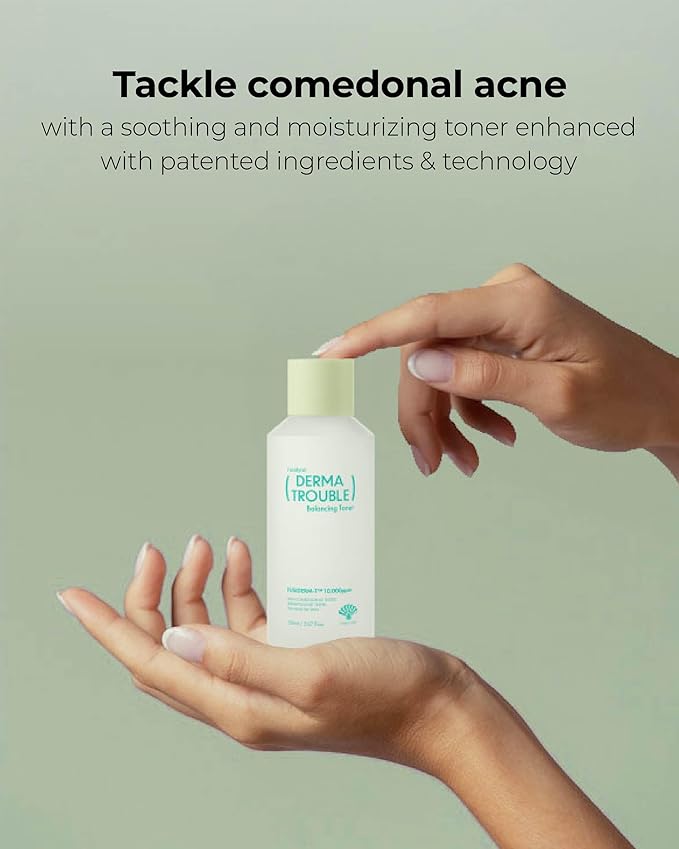 Derma Trouble Balancing Toner - 5.07 fl oz Hydrating Korean Toner for Acne Prone Skin - Sebum Control & pH Balancing Liquid Exfoliant for Oily Sensitive Skin - Alcohol Free Pore Treatment