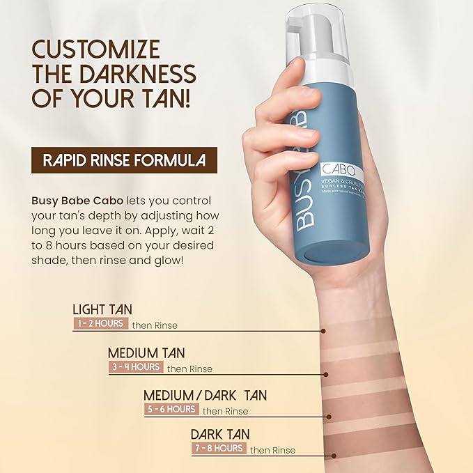 CABO Tanning Mousse Self Tanner With Mitt - Achieve a Gorgeous, Flawless Tan, Sun-Kissed Glow for All Skin Types and Tones, Sunless Tanning Mousse for Undertone (DARK BRONZE 200ml)