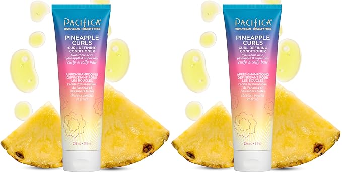 Pacifica Beauty, Pineapple Curls Defining Natural Conditioner, For Curly, Coily and Textured Hair Types, Pineapple Scent, Sulfate & Silicone Free, 100% Vegan & Cruelty Free, (Pack of 2)