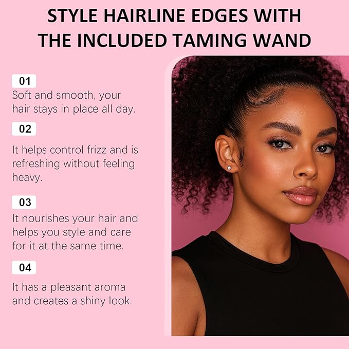 Hair Cactus Fruit 3-in-1 Hair Styling Cream & Flyaway Taming Wand, Finishing Stick for Frizz Control, Style Edges, Add Shine, Lightweight & Non-Greasy, Natural Formula Styling Stick