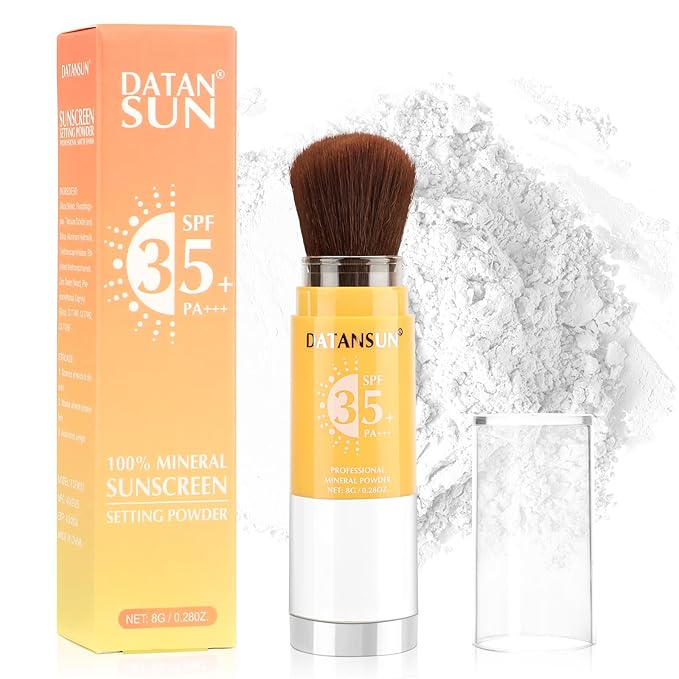 2 IN 1 Powder Sunscreen For Face【SPF 35】【Oil Control】【Lightweight】Matte Finish Mineral Sunscreen Setting Powder For All Skin，01-White