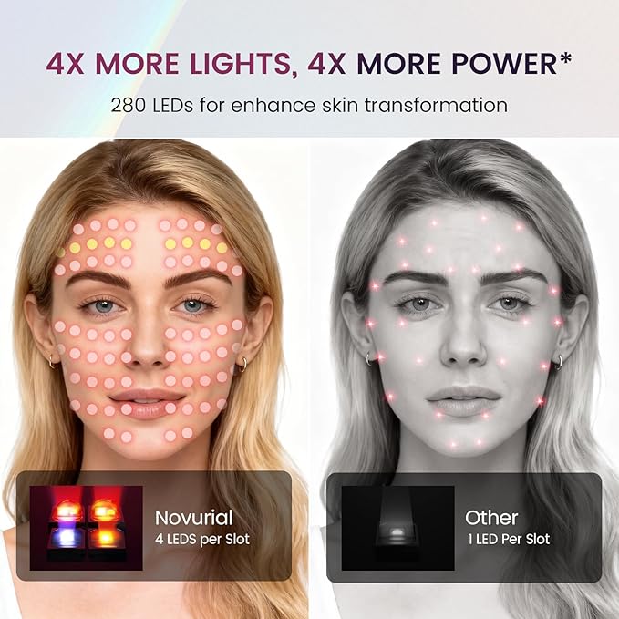 Red Light Therapy for Face, 850nm Infrared LED Face Mask Light Therapy with 280 LEDs, Cordless Red Light Therapy Device with 5 & 10 Min Timer, FDA Cleared Light Therapy Mask