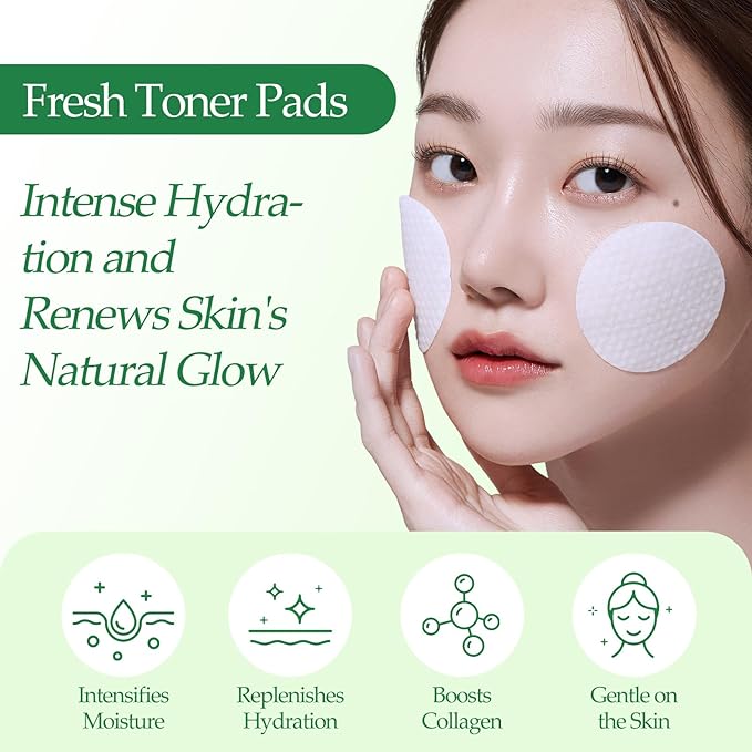 Toner Pads - with Centella Asiatica Extract and Collagen, Improves Uneven Skin Tone & Deep Hydration, Targets Dark Spots and Dull Skin, Ideal for All Skin Types - 70 Pads