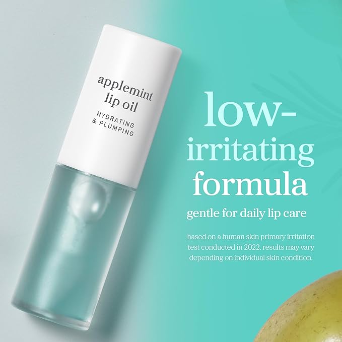 NOONI Korean Lip Oil - Applemint | Long-Lasting, Moisturizing, Plumping, Revitalizing for Dry Lips, Waterproof, No Peel Off, Hydrating, Nourishing Crystal Clear Lip Stain, 0.12 FL Oz