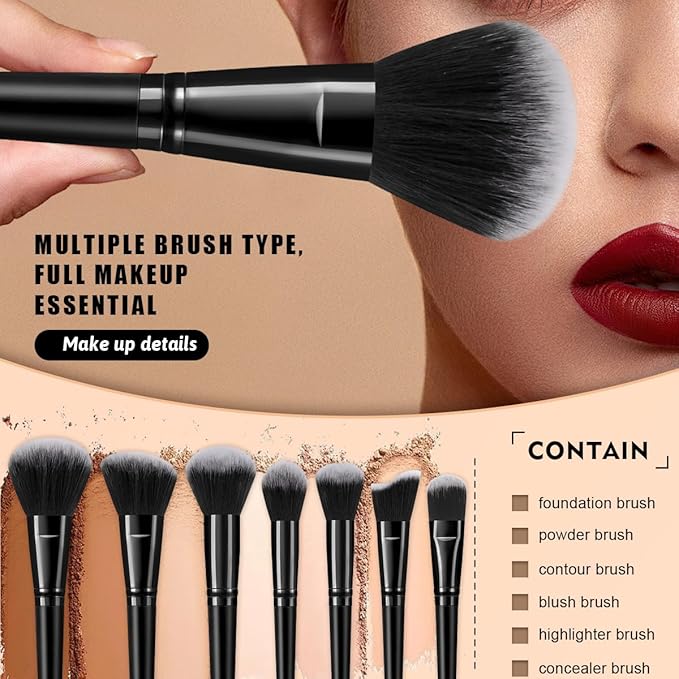 Professional Comfort Makeup Tool Set, 54pcs/set Brush & Today Sponge & Powder Puff & Headband & Brush Cleaning Bowl, Multi-sue Facial Makeup & Cleansing Accessories (black)