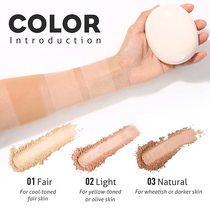 UCANBE 2-in-1 Pressed Face Powder & Foundation Makeup, Matte Oil Control Flawless Setting Powder, Korean Makeup,Waterproof Long Lasting Finishing Powder (Fair)