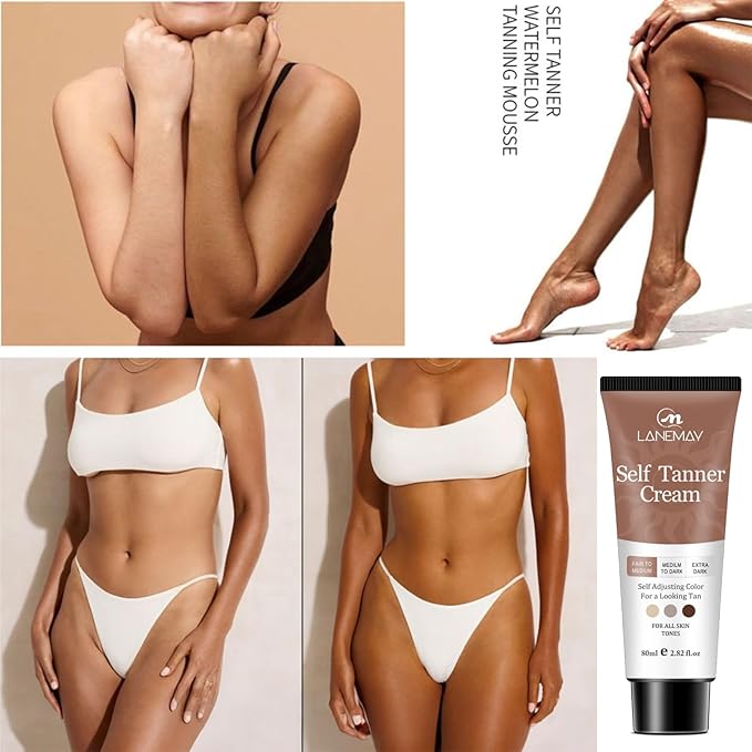 Self Tanner Cream,Natural Plant-Based Formula,Self-Adjusting Color for All Skin Tones,Streak-Free Gradually develops Fake Tan,Sunless Tanner lotion,Bronzing Body Cream For Woma & Man,Fair to Dark