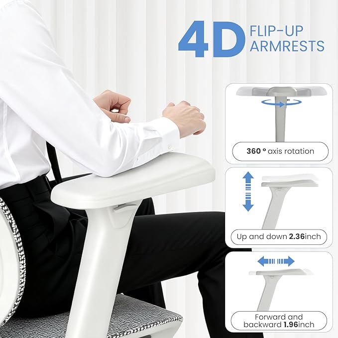 MOJAY Ergonomic Office Chair with Footrest, Big and Tall Desk Chair with Lumbar Support, High Back Home Desk Chair for Long Desk Work, Swivel Rolling Computer Seating with 4D Armrest for Home Office