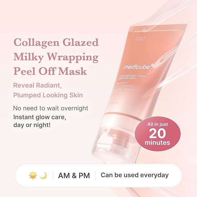 medicube Milky Glazed Donut Skin Duo: Collagen Glazed Milky Glow Wrapping Mask and PDRN Pink Niacinamide Milky Toner | Moisture-Boosting Toner and Mask for Radiant Glass Glow Skin