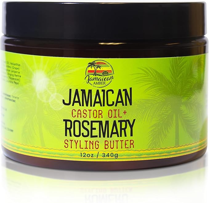 JAMAICAN Ambre Rosemary Hair Styling Gel - 12 fl oz - with Castor Oil for Strong, Damage-Preventing Hair Locks - Nourishing and Promote Hair Strength