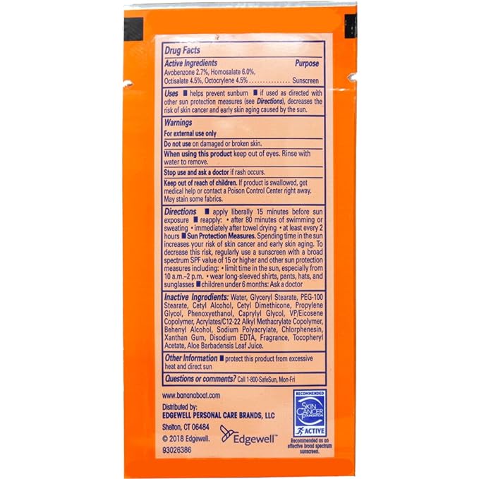 Banana Boat Ultra Sport Sunscreen Lotion Packets, Broad Spectrum SPF 30, Water & Sweat Resistant, 0.4 fl oz (Pack of 24)