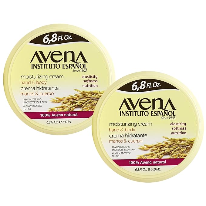 Avena Instituto Espanol, Moisturizing Cream, Hand & Body, Revitalizes and Protects your Skin, 2-Pack Of 6.8 FL Oz each, 2 Jars