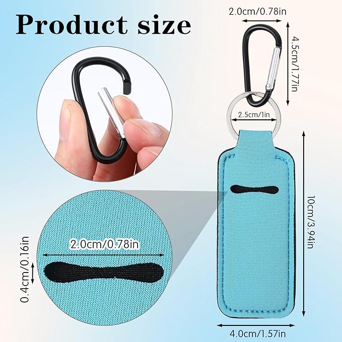 3 Pcs Lip Balm Holder Lipgloss Holder Keychain Lipstick Sleeve Keychain Cute LipBalm Case with Clip Handmade Neoprene Gift for Teen Girls Women