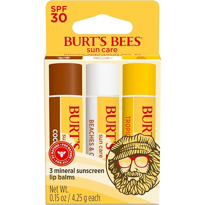 Burt's Bees Easter Basket Stuffers, Lip Balm Party Pack - Birthday Cake, Waffle Cone, Strawberry Shortcake, Cookies & Cream, All Day Moisturizer, Natural Origin Lip Treatment, 4 Tubes, 0.15 oz.